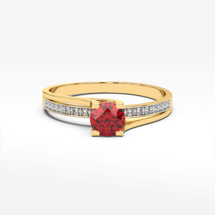 Pierścionek zaręczynowy z rubinem i diamentami