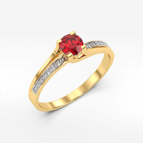 Pierścionek zaręczynowy z rubinem i diamentami