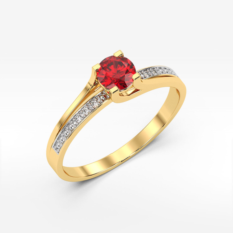 Pierścionek zaręczynowy z rubinem i diamentami