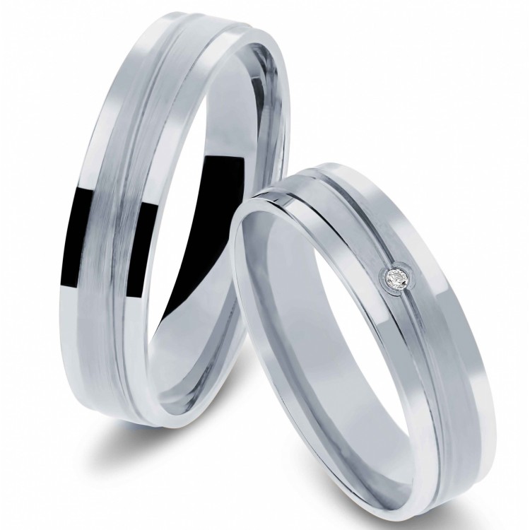 Obrączki ślubne z białego złota 5mm płaskie