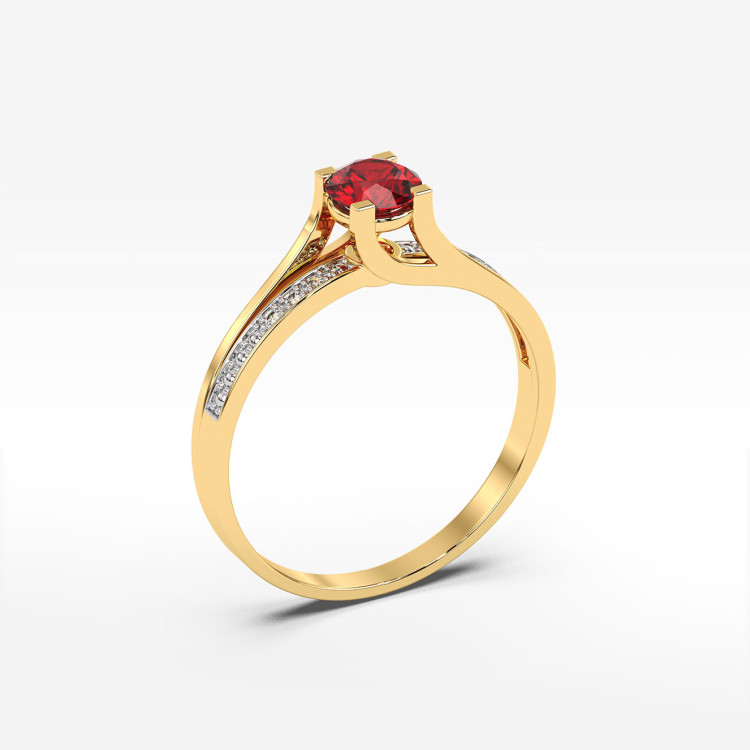 Pierścionek zaręczynowy z rubinem i diamentami