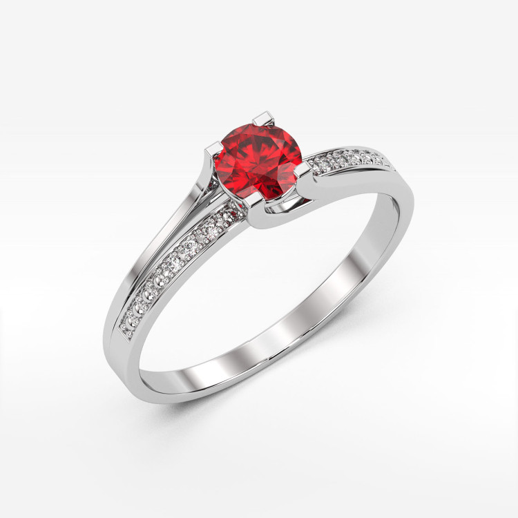 Pierścionek zaręczynowy z rubinem i diamentami