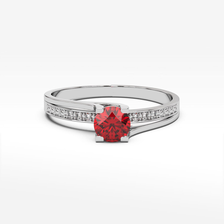 Pierścionek zaręczynowy z rubinem i diamentami