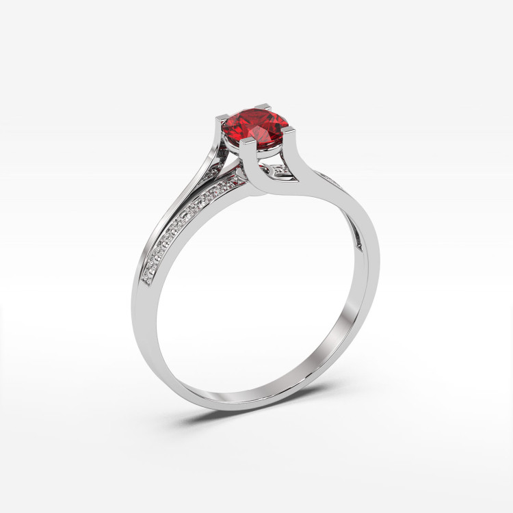 Pierścionek zaręczynowy z rubinem i diamentami