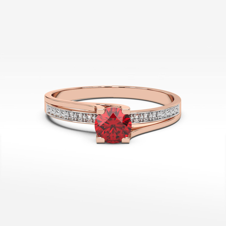 Pierścionek zaręczynowy z rubinem i diamentami