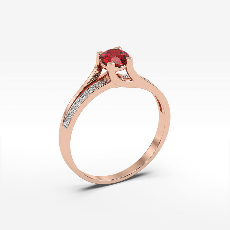 Pierścionek zaręczynowy z rubinem i diamentami