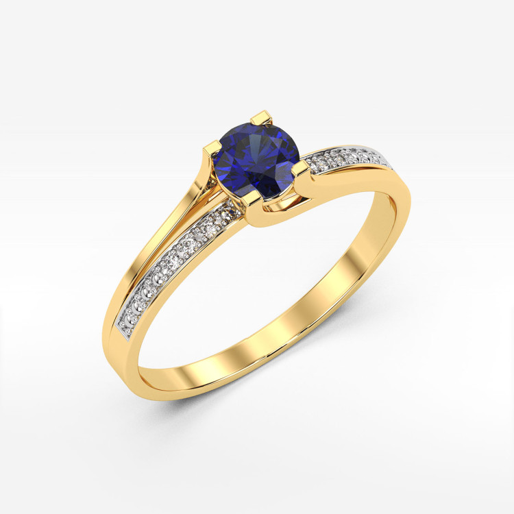 Pierścionek zaręczynowy z szafirem i diamentami