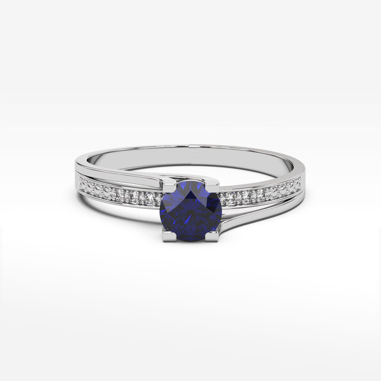 Pierścionek zaręczynowy z szafirem i diamentami