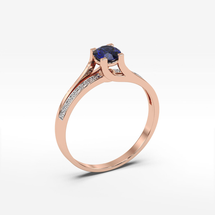 Pierścionek zaręczynowy z szafirem i diamentami