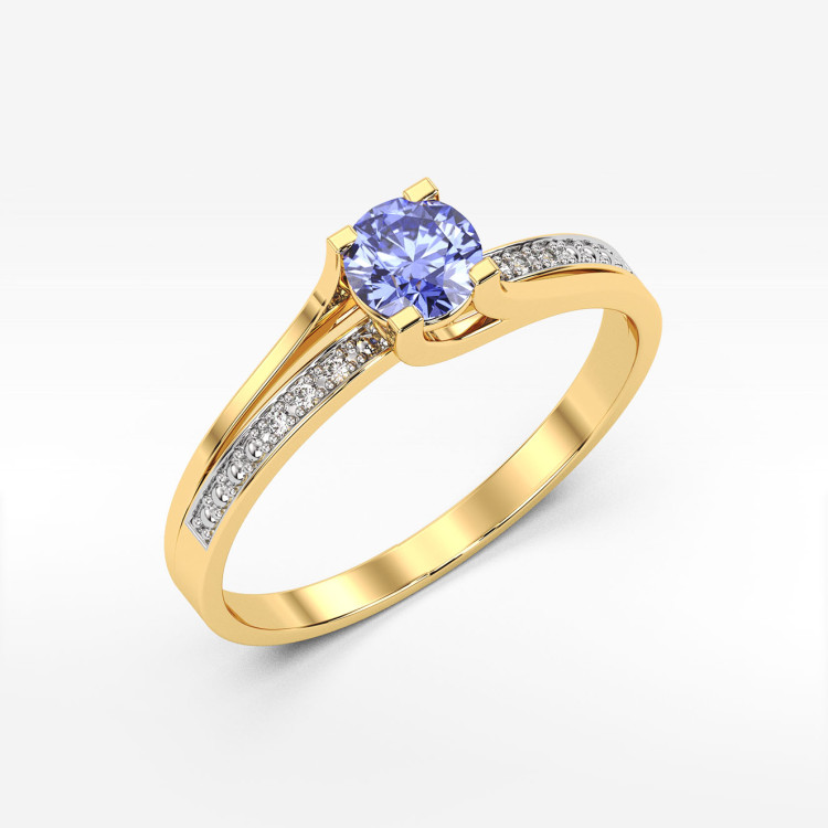 Pierścionek zaręczynowy z tanzanitem i diamentami