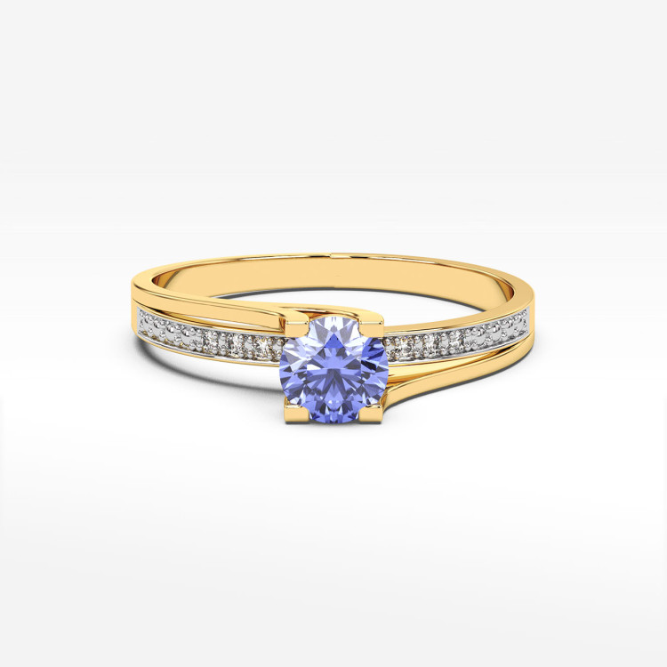 Pierścionek zaręczynowy z tanzanitem i diamentami