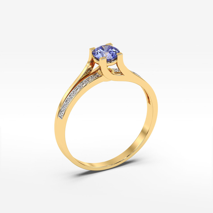 Pierścionek zaręczynowy z tanzanitem i diamentami