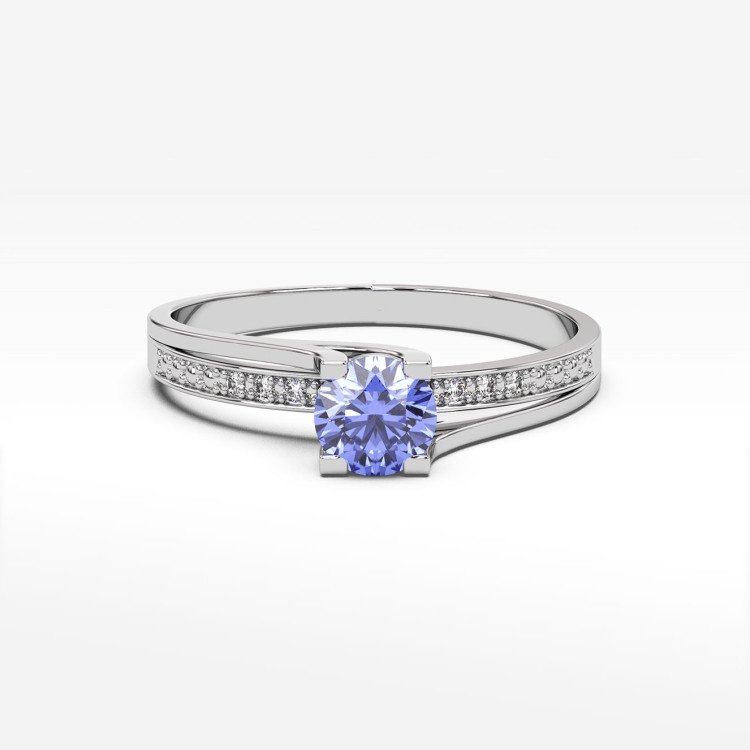 Pierścionek zaręczynowy z tanzanitem i diamentami