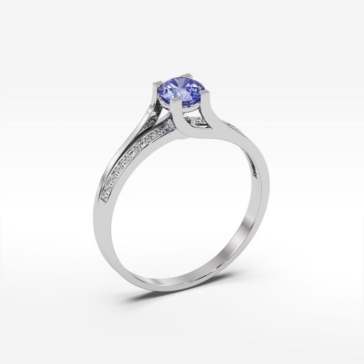 Pierścionek zaręczynowy z tanzanitem i diamentami