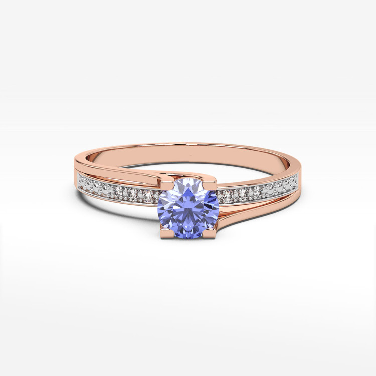 Pierścionek zaręczynowy z tanzanitem i diamentami