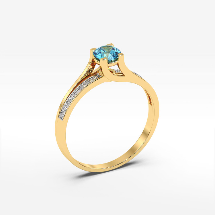 Pierścionek zaręczynowy z topazem i diamentami