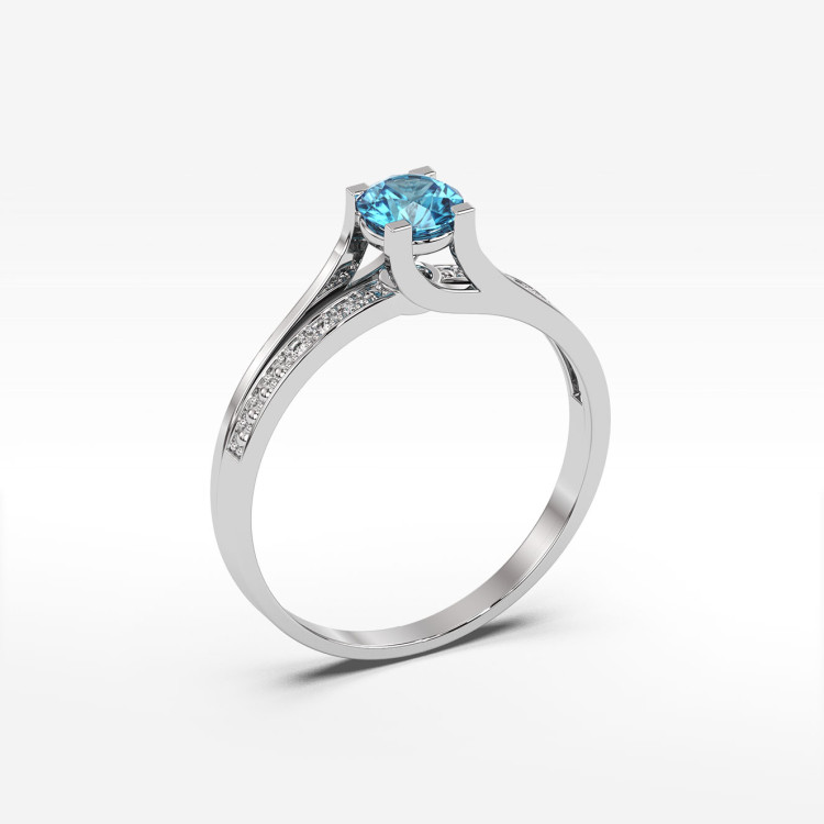 Pierścionek zaręczynowy z topazem i diamentami