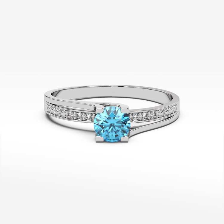 Pierścionek zaręczynowy z topazem i diamentami