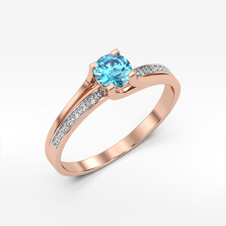 Pierścionek zaręczynowy z topazem i diamentami