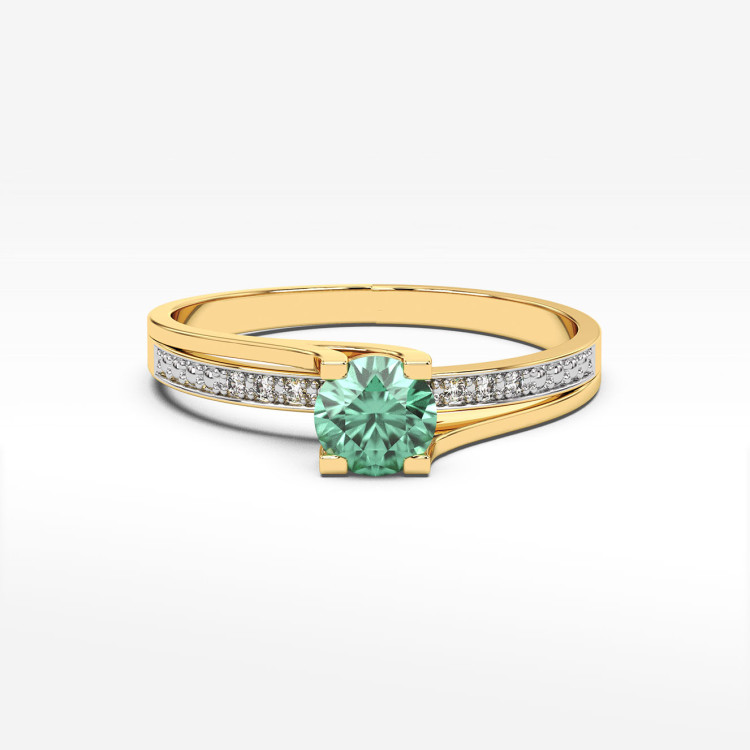 Pierścionek zaręczynowy ze szmaragdem i diamentami