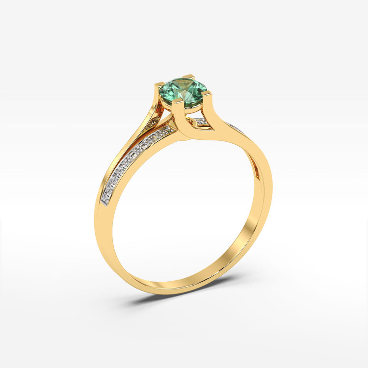 Pierścionek zaręczynowy ze szmaragdem i diamentami