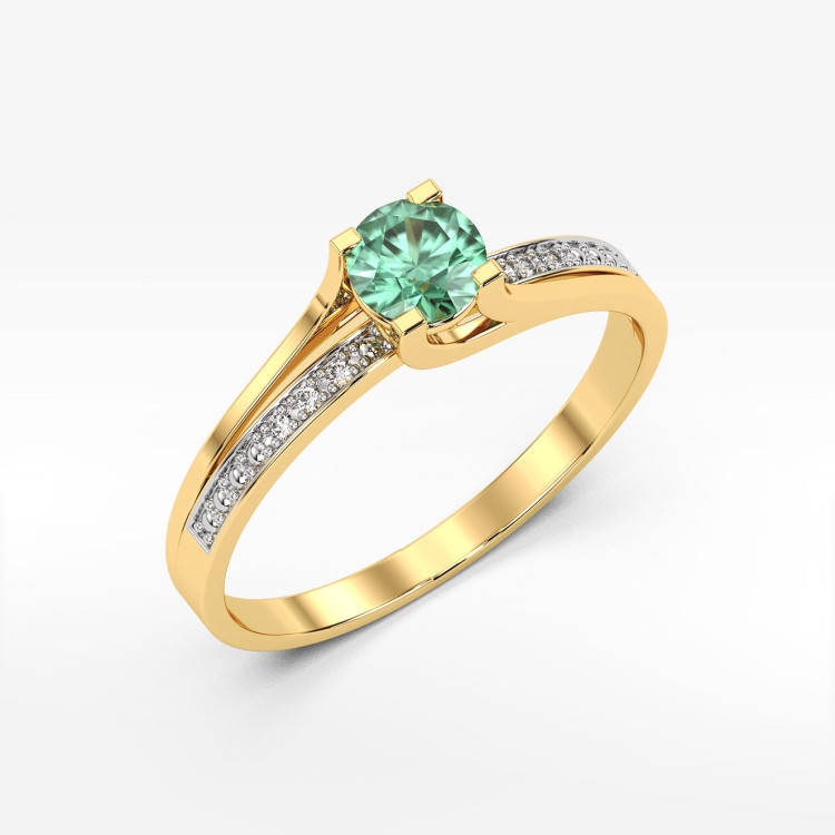 Pierścionek zaręczynowy ze szmaragdem i diamentami