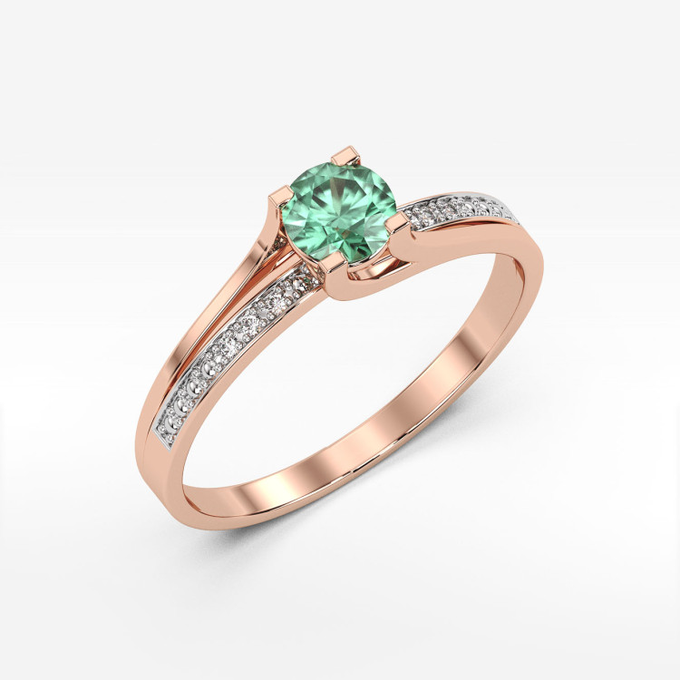 Pierścionek zaręczynowy ze szmaragdem i diamentami