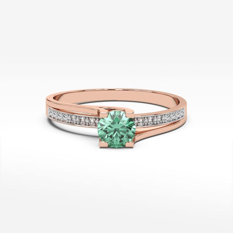 Pierścionek zaręczynowy ze szmaragdem i diamentami