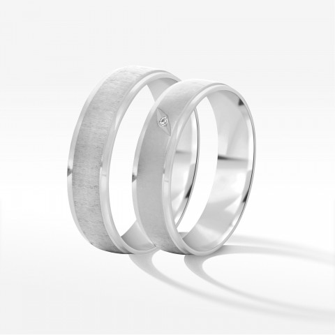 Obrączki ślubne z białego złota 5.5mm fazowane
