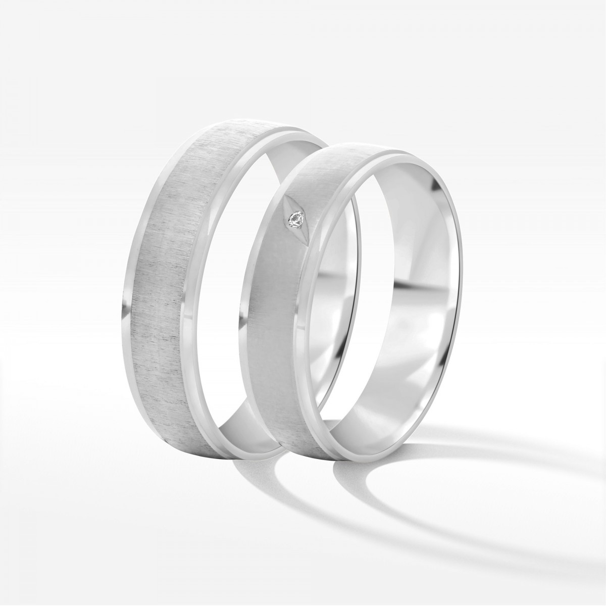 Obrączki ślubne z białego złota 5.5mm fazowane