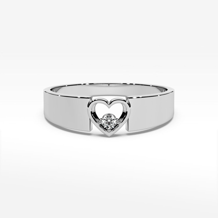 Pierścionek z białego złota z diamentem z symbolem serca
