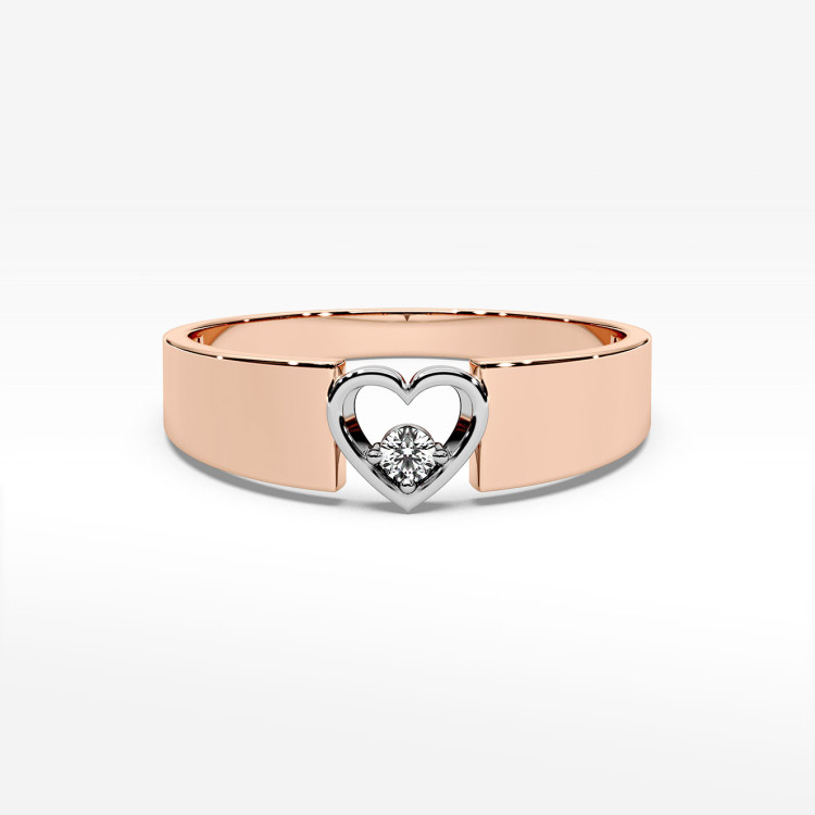 Pierścionek z różowego złota z diamentem z symbolem serca