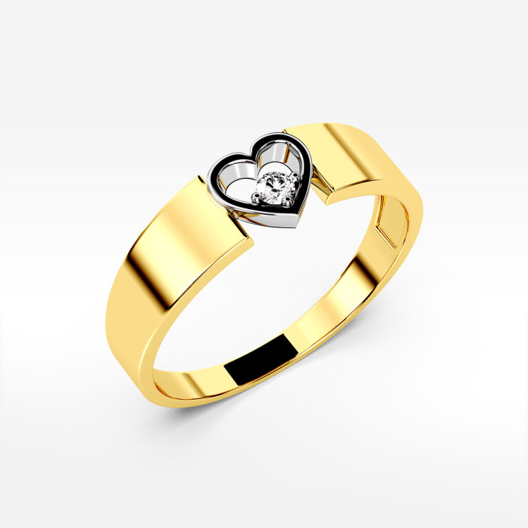 Pierścionek z żółtego złota z diamentem z symbolem serca