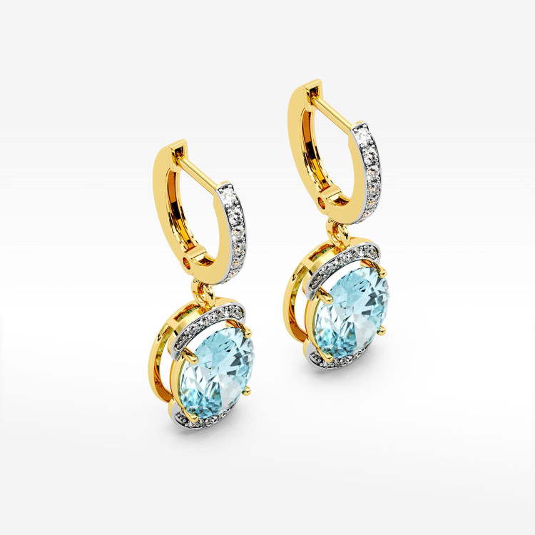 Złote kolczyki z topazem i diamentami