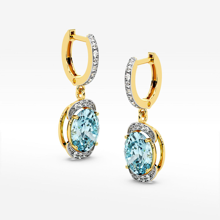 Złote kolczyki z topazem i diamentami