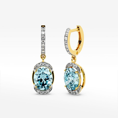 Złote kolczyki z topazem i diamentami