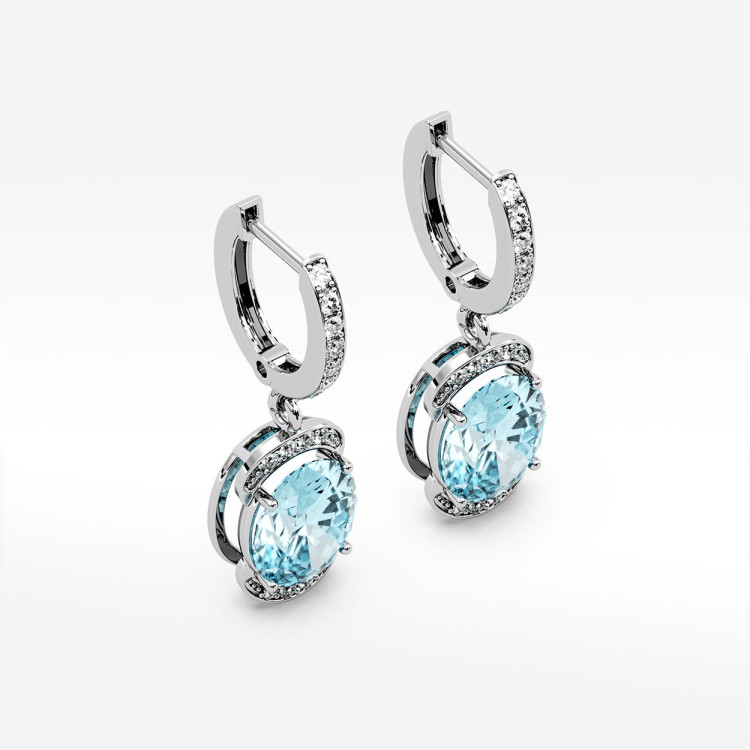 Złote kolczyki z topazem i diamentami