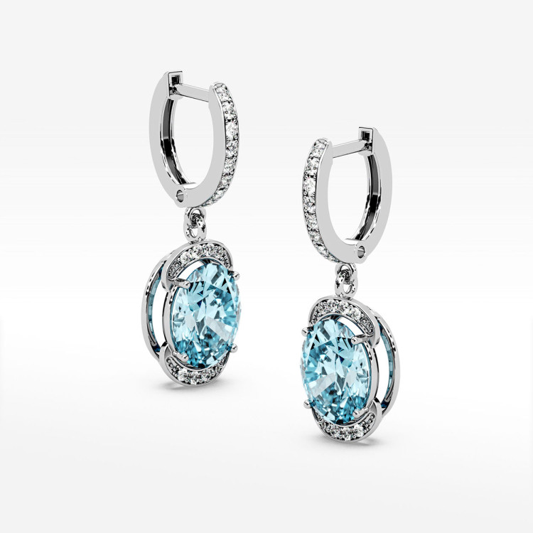 Złote kolczyki z topazem i diamentami