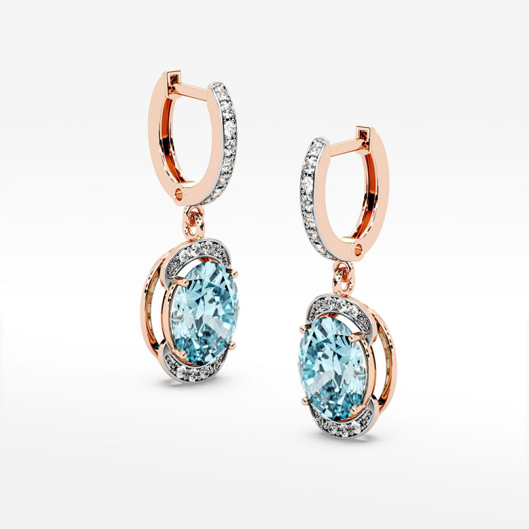 Złote kolczyki z topazem i diamentami