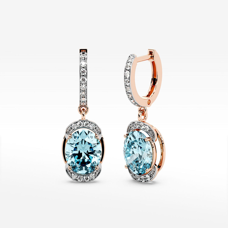 Złote kolczyki z topazem i diamentami