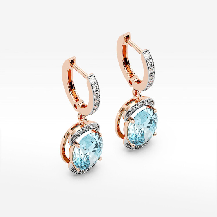 Złote kolczyki z topazem i diamentami