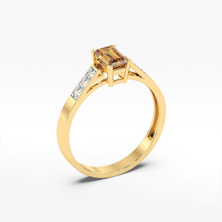 Pierścionek ze złota z cytrynem i diamentami
