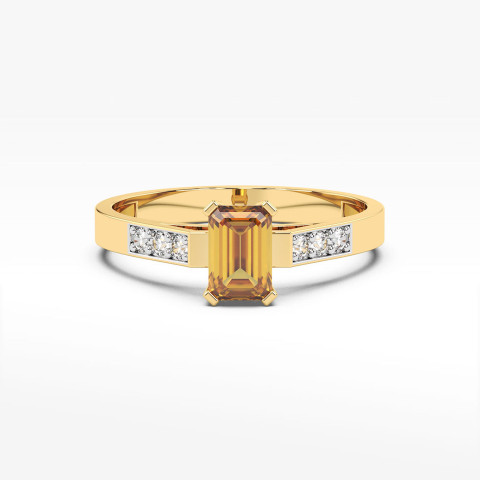 Pierścionek ze złota z cytrynem i diamentami