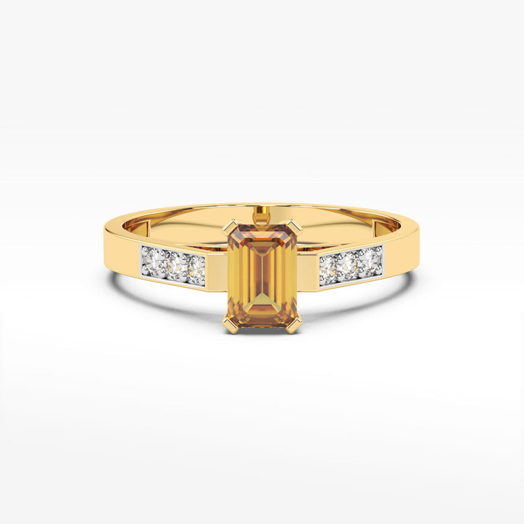 Pierścionek ze złota z cytrynem i diamentami