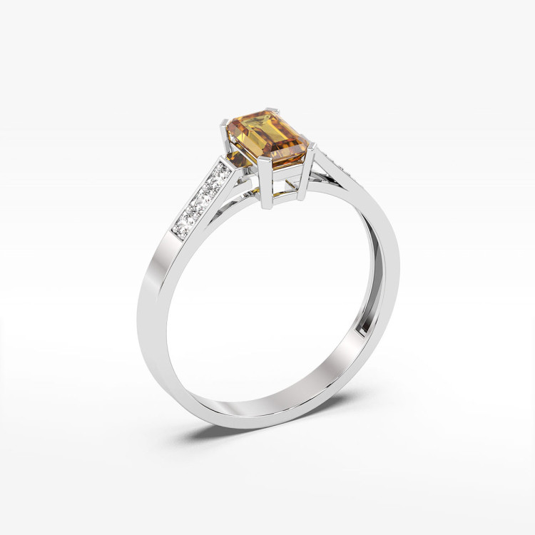 Pierścionek ze złota z cytrynem i diamentami