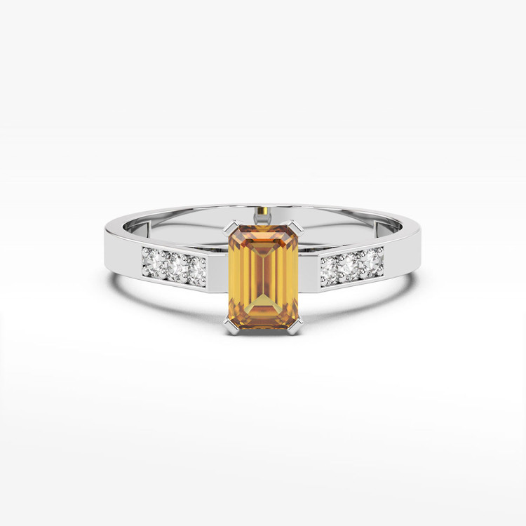 Pierścionek ze złota z cytrynem i diamentami