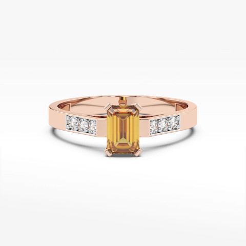 Pierścionek ze złota z cytrynem i diamentami