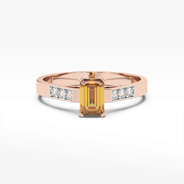 Pierścionek ze złota z cytrynem i diamentami