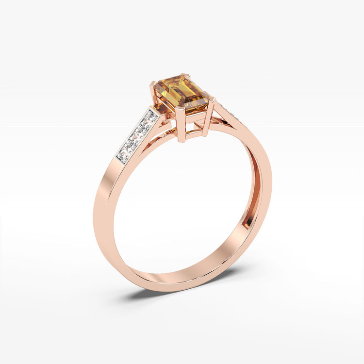 Pierścionek ze złota z cytrynem i diamentami