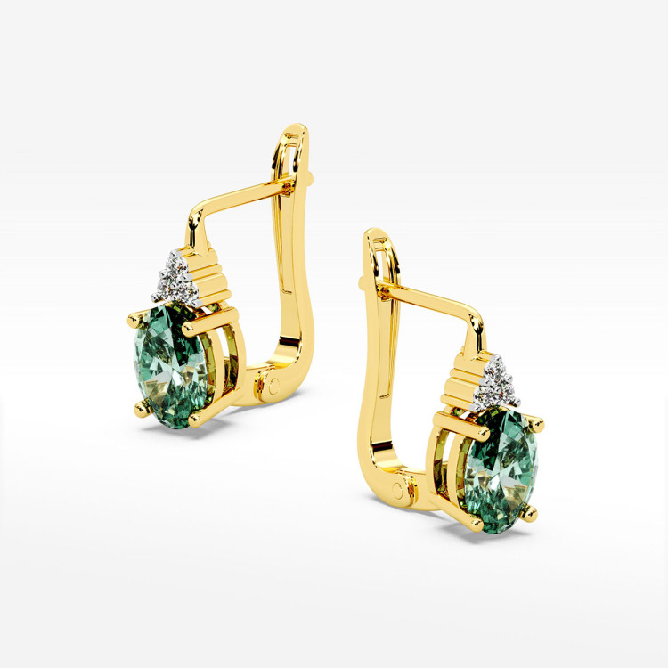 Złote kolczyki z szmaragdem i diamentami
